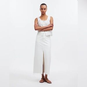 Madewell 100% Cotton White The Rilee Denim Midi Skirt
